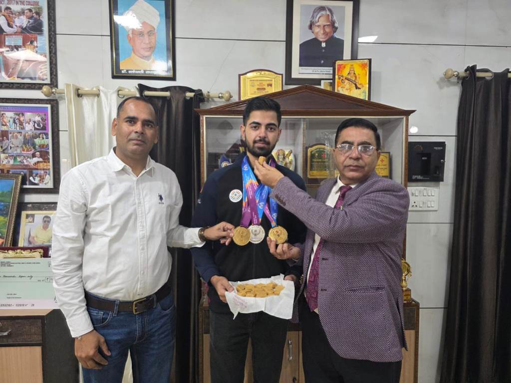 Karnal brings glory to the nation state and college in EgyptDAV College student Samrat Rana wins two gold and one silver medals